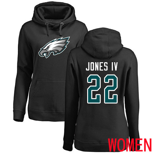 Women Philadelphia Eagles #22 Sidney Jones Black Name and Number Logo NFL Pullover Hoodie Sweatshirts->youth nfl jersey->Youth Jersey